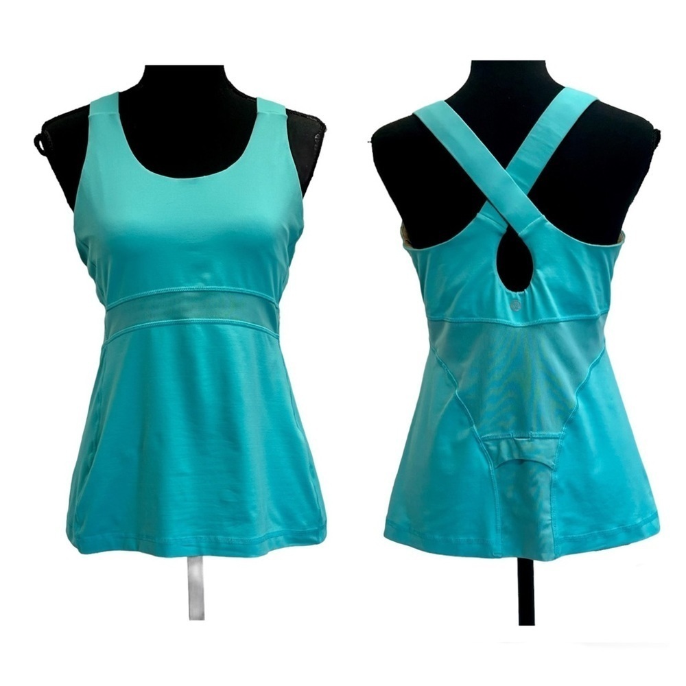Lululemon blue cross back scoop neck tank top Sz 10